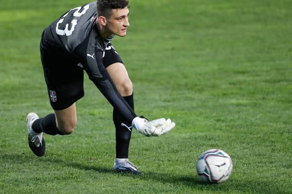 Goalkeeper Djordje Petrovic of Serbia in action during the EURO U21 qualifying match between Serbia U21 and Poland U21  (Photo by Srdjan Stevanovic/Getty Images)