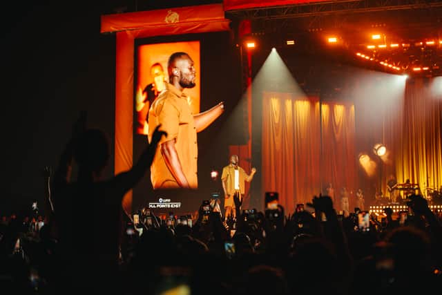 Stormzy on stage at All Points East in Victoria Park. (Photo by Khali Ackford)