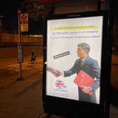 The ads have been seen in locations in Hackney, Southwark and Tower Hamlets. Credit: Fossil Free London.