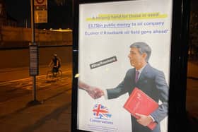 The ads have been seen in locations in Hackney, Southwark and Tower Hamlets. Credit: Fossil Free London.