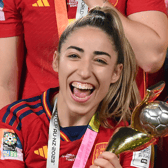 Defender Olga Carmona scored the winning goal in the World Cup final for Spain, but found out after the final whistle her father had passed away - Credit: Getty