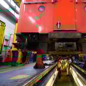 A London Underground train carriage in the workshop. (Photo by Leon Neal/Getty Images)