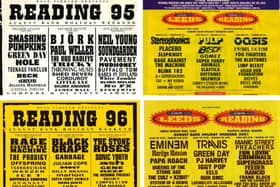 Reading Festival posters from 1995, 1996, 2000 and 2001. (Pictures by Reading Festival)