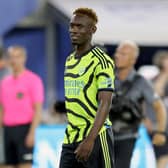 Folarin Balogun #26 of Arsenal FC looks on during the MLS All-Star Skills Challenge between Arsenal FC and MLS All-Stars Photo by Tim Nwachukwu/Getty Images)