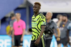 Folarin Balogun #26 of Arsenal FC looks on during the MLS All-Star Skills Challenge between Arsenal FC and MLS All-Stars Photo by Tim Nwachukwu/Getty Images)