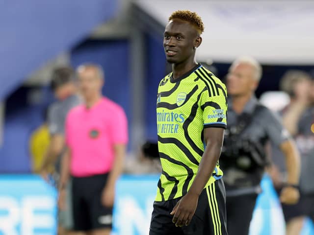 Folarin Balogun #26 of Arsenal FC looks on during the MLS All-Star Skills Challenge between Arsenal FC and MLS All-Stars Photo by Tim Nwachukwu/Getty Images)