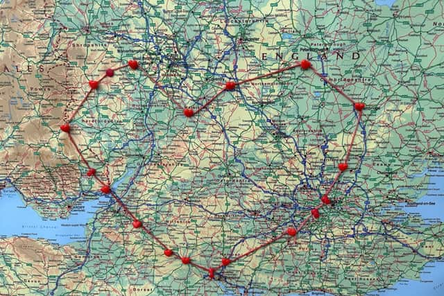 Paul and Karen’s ‘The Wonky Heart Challenge’ will take them on a 580 mile route around England and Wales (Credit: The Wonky Heart Challenge)