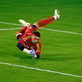 Goalkeeper Djordje Petrovic #12 of the MLS-All Stars dives for a ball during the MLS All-Star Game (Photo by Tasos Katopodis/Getty Images)