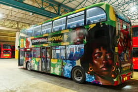 The Windrush-themed bus, set to feature at this weekend’s Notting Hill Carnival. (Photo by TfL)