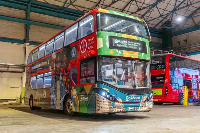 The Windrush-themed bus, set to feature at this weekend’s Notting Hill Carnival. (Photo by TfL)