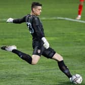 Goalkeeper Djordje Petrovic of Serbia in action during the EURO U21 qualifying match (Photo by Srdjan Stevanovic/Getty Images)