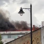 Fire engulfs a building in Fairfield Road, Bow, London. (Photo by SWNS)