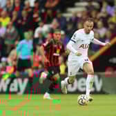  James Maddison of Tottenham Hotspur on the ball ahead of Illya Zabarnyi of AFC Bournemouth (Photo by Luke Walker/Getty Images)