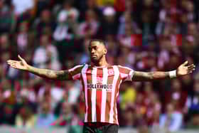 Ivan Toney of Brentford reacts during the Premier League match between Brentford FC and Nottingham Forest (Photo by Clive Rose/Getty Images)