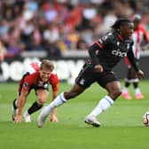 Eberechi Eze of Crystal Palace in action during the Premier League match between Brentford FC and Crystal Palace  (Photo by Tony Marshall/Getty Images)