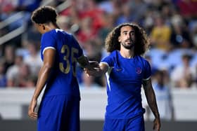 Marc Cucurella #32 high-fives Bashir Humphreys #35 of Chelsea FC during the first half of a pre-season friendly match  (Photo by Grant Halverson/Getty Images)
