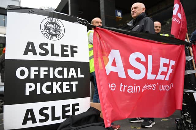 ASLEF members will also be taking part in September action. Credit: Justin Tallis/AFP via Getty Images.