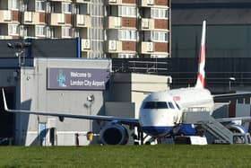 London City Airport in east London. Credit: Ben Stansall/AFP via Getty Images.