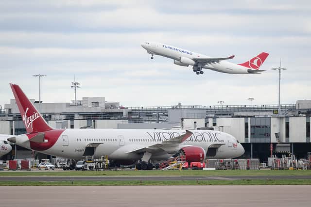 A cargo plane taking off from Heathrow heading for Turkey following the earthquake earlier this year. Credit: Leon Neal/Getty Images.