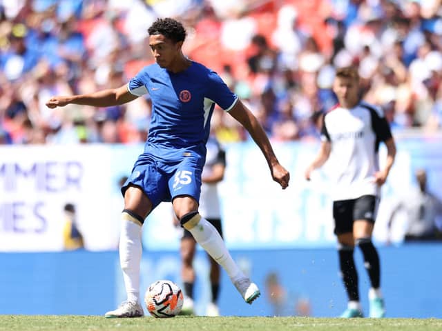 Bashir Humphreys of Chelsea shoots during the Premier League Summer Series match between Chelsea FC and Fulham  (Photo by Tim Nwachukwu/Getty Images)