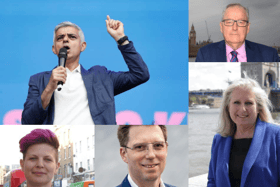 Sadiq Khan (top left), Howard Cox (top right), Zoe Garbett (bottom left), Rob Blackie (centre) and Susan Hall (bottom right)