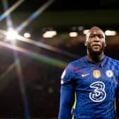  Romelu Lukaku of Chelsea looks on at the end of the Premier League match between Manchester United and Chelsea  (Photo by Ash Donelon/Manchester United via Getty Images)