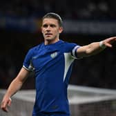 Conor Gallagher reacts during the English League Cup football match between Chelsea and  AFC Wimbledon  (Photo by DANIEL LEAL/AFP via Getty Images)