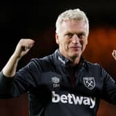 David Moyes, Manager of West Ham United, celebrates victory after the Premier League match  (Photo by Eddie Keogh/Getty Images)