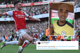 Piers Morgan and Sir Mo Farah celebrate the Arsenal win (Image: Getty Images / Instagram / X)