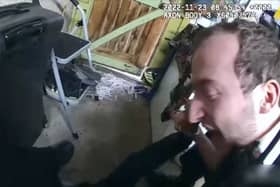 Footage shows PC Thomas Karlsen, of the Met Police, attacking a member of the public. (Photo by MPS)