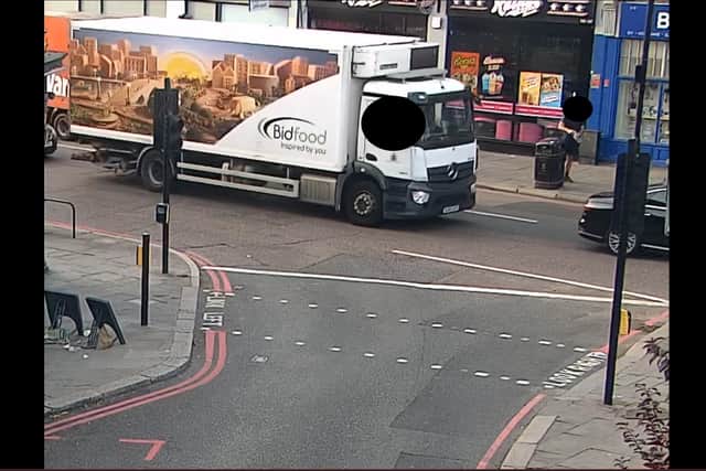 The food delivery van Daniel Khalife has clung onto to enable his escape. Credit: Met Police