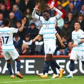 : Benoit Badiashile of Chelsea celebrates after scoring their sides second goal during the Premier League match (Photo by Bryn Lennon/Getty Images)