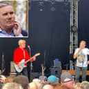 Billy Bragg praised the activism of Chris Packham, and duetted with him on A New England at Camden Music Festival. He called for Labour’s Keir  Starmer to “get his arse in gear” ahead of the general election. (Photos  by André Langlois/Belinda Jiao/Getty Images)