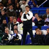  Mauricio Pochettino, Manager of Chelsea, reacts during the Carabao Cup Second Round match  (Photo by Clive Rose/Getty Images)