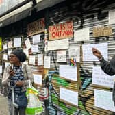 A large crowd had gathered outside the Peckham shop in protest over the incident. Credit: Jack Abela.