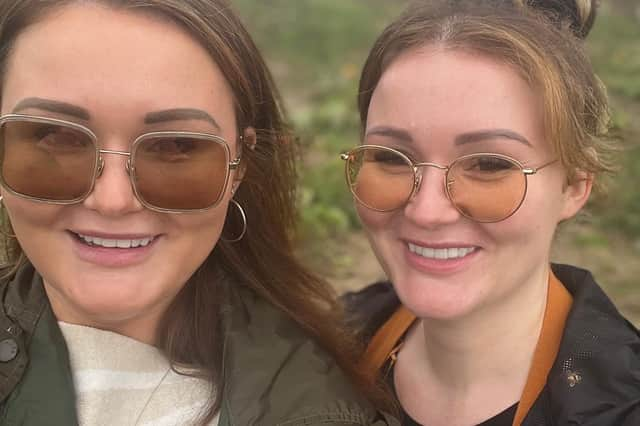 Harriet Moxon with her identical twin sister Charlotte Ridgeon. Photo by Charlotte Ridgeon.