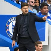 Mauricio Pochettino, Manager of Chelsea, gestures during the Premier League match (Photo by Clive Mason/Getty Images)