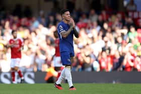 Enzo Fernandez of Chelsea reacts following the team's defeat during the Premier League match  (Photo by Eddie Keogh/Getty Images)