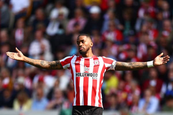 : Ivan Toney of Brentford reacts during the Premier League match between Brentford FC and Nottingham Forest (Photo by Clive Rose/Getty Images)