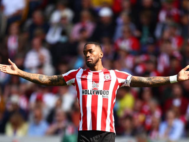 : Ivan Toney of Brentford reacts during the Premier League match between Brentford FC and Nottingham Forest (Photo by Clive Rose/Getty Images)