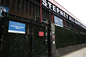 The closed, padlocked gates of Stepney All Saints School in east London on September 19, 2023, following an update to the UK government’s published list of schools affected by the reinforced autoclaved aerated concrete (RAAC) crisis. (Photo by HENRY NICHOLLS/AFP via Getty Images)