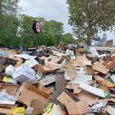 Rubbish was seen piled up along Whitechapel Road just two days into the strike by refuse workers at Tower Hamlets Council. Credit: Ben Lynch.
