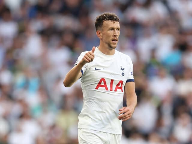  Ivan Perisic of Spurs gives a thumbs up during the Premier League match between Tottenham Hotspur (Photo by Julian Finney/Getty Images)