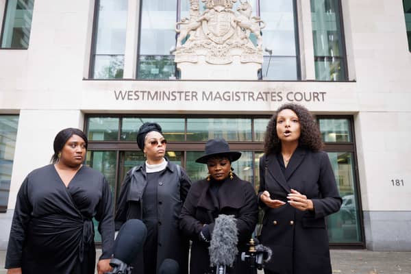 The family of Chris Kaba outside Westminster Magistrates court on September 21, 2023. (Photo by Belinda Jiao/Getty Images)