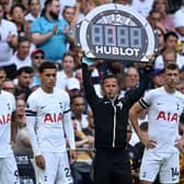 Tottenham Hotspur’s Brazilian striker #09 Richarlison, Tottenham Hotspur’s Welsh striker #22 Brennan Johnson (2L) and Tottenham  (Photo by JUSTIN TALLIS/AFP via Getty Images)