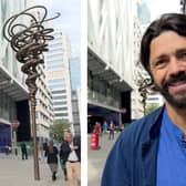 Manifold (Major Third) 5:4 by artist Conrad Shawcross was unveiled at Moorgate as part of the Elizabeth line project. (Photo by Jack Abela)