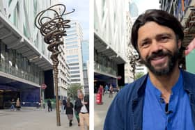 Manifold (Major Third) 5:4 by artist Conrad Shawcross was unveiled at Moorgate as part of the Elizabeth line project. (Photo by Jack Abela)