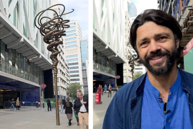 Manifold (Major Third) 5:4 by artist Conrad Shawcross was unveiled at Moorgate as part of the Elizabeth line project. (Photo by Jack Abela)