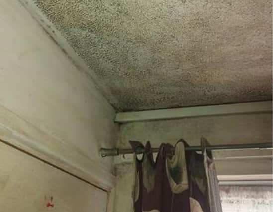 Mould on the ceiling in the bedroom of Mr Oakley’s home