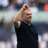 Ange Postecoglou, Manager of Tottenham Hotspur, celebrates following their sides victory after the Premier League match  (Photo by Stephen Pond/Getty Images)
